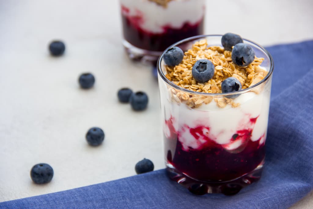 Fresh parfait and snacks